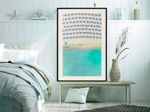 Plakát Salento - ptačí pohled na moře a lehátka na písčité pláži