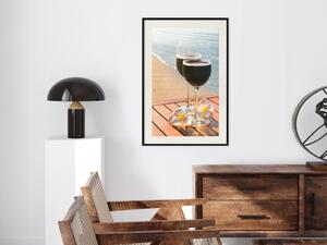 Plakát Milostné osvěžení - romantická kompozice s vínem u moře