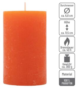 Oranžová parafínová svíčka rustikální 11,5 cm, 40 h,12 ks