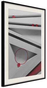 Plakát Skloněná struktura - geometrická abstrakce v červených koulích na bílé