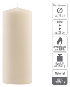 Krémové parafínové svíčky 25 cm, 180 h, 2 ks