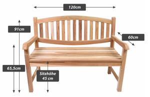 Zahradní lavice DIVERO, teakové dřevo, neošetřená, 120 cm