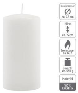 Bílé parafínové svíčky 15 cm, 65 h, 4 ks