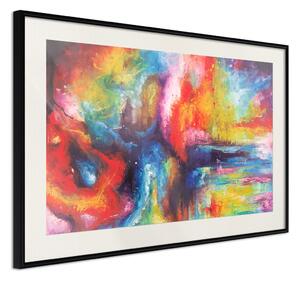 Plakát Horizontální galaxie - barevná abstrakce s texturou rozlité barvy