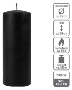 Černá parafínová svíčka, 20 cm, 80 h, 4 ks