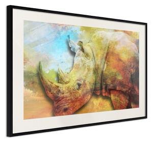 Plakát Horizontální nosorožec - teplá kompozice s nosorožcem