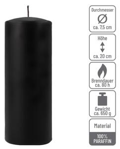 Černá parafínová svíčka 20 cm, 80 h hoření, 2 ks