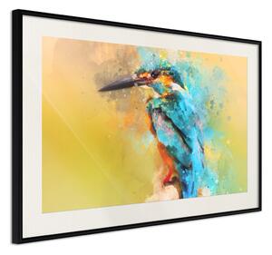 Plakát Ptáčí pozorovatel - barevná kompozice s malým barevným ptáčkem