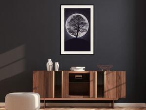 Plakát Osamělý strom - noční krajina stromu na pozadí jasného měsíce