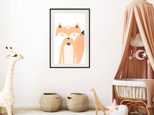 Plakát Veselá liška - barevná a vtipná liška na bílém kontrastním pozadí