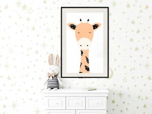 Plakát Vtipná žirafa - barevné vtipné zvíře na bílém kontrastním pozadí