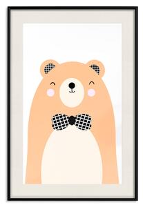 Plakát Medvěd v motýlím límci - barevný vtipný medvěd na bílém kontrastním pozadí