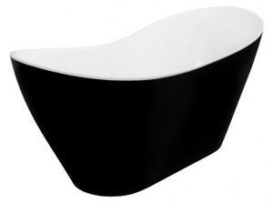 BESCO vana volně stojící VIYA 1600x700 mm, černá / bílá barva, litý mramor VANAND16BW - Besco