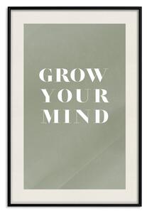 Plakát Rozviň svou mysl - anglické nápisy na kontrastním šedém pozadí