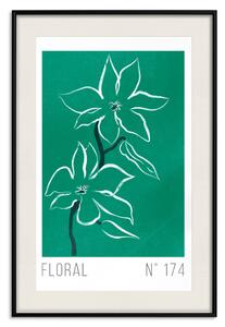 Plakát Kresba květin - anglické nápisy a bílé rostliny na zeleném pozadí