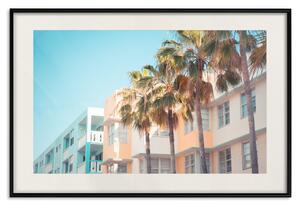 Plakát Město Miami v létě - Palmy a architektura floridského pobřeží v pastelech