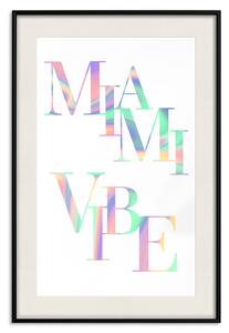 Plakát Miami Vibe - holografické nápisy v pastelových a teal barvách