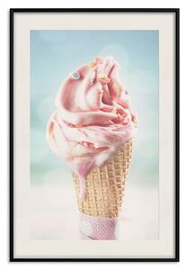 Plakát Chuť léta - sladká zmrzlina v pastelových barvách na pozadí pláže a moře