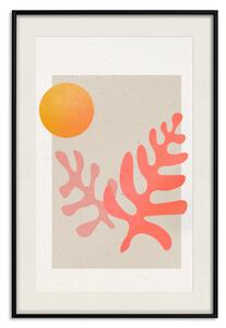 Plakát Slunce v zenitu - oranžová koule zavěšená nad obláčky