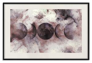 Plakát Srážka světů - abstrakce planet v růžovo-bílém vesmíru