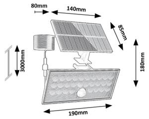 Rabalux 77129 - LED Solární reflektor se senzorem ZAVOD LED/8W/3,7V 1800mAh IP65