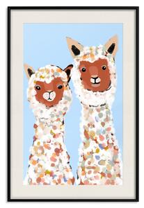 Plakát Dvě lamy - veselá malovaná zvířata s barevnými skvrnami