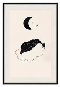 Plakát V oblacích - dívka spící na mraku ve světle hvězd a měsíce