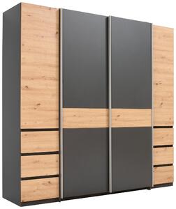 ŠATNÍ SKŘÍŇ, dub artisan, barvy grafitu, 215/211/60 cm Carryhome - Šatní skříně