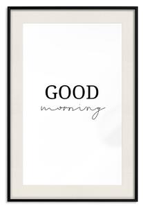 Plakát Dobré ráno - pozitivní minimalistická věta na bílém pozadí