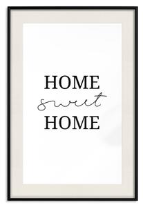 Plakát Sladký domov - minimalistická černá věta na bílém pozadí