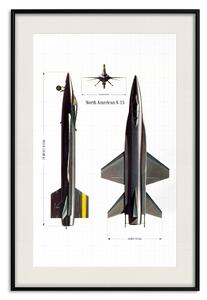 Plakát North American X-15 - raketový letoun v půdorysu s rozměry