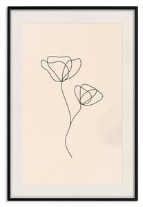 Plakát Lineární květina - jemná minimalistická kompozice na béžovém pozadí