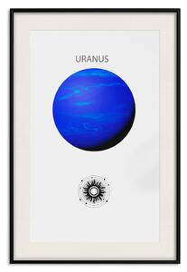 Plakát Uran II - modrá planeta sluneční soustavy na šedém pozadí