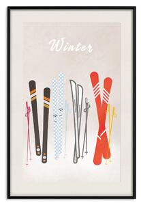 Plakát Zimní šílenství - ilustrace zobrazující lyžařské modely