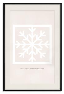 Plakát Šťastný čas - sněhové vločky a bílá vánoční přání