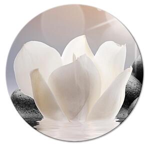 Kulatý obraz Květiny na vodě - abstraktní třírozměrná grafika