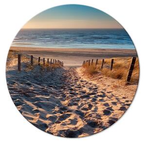 Kulatý obraz Vzpomínka na dovolenou - západ slunce na písečné pláži