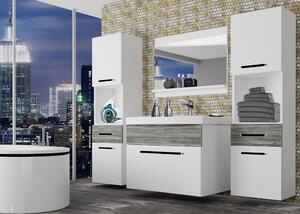 Koupelnový nábytek Belini bílý mat / šedý antracit Glamour Wood + umyvadlo + zrcadlo ROD M 6/0/W/WGW1/0/ZW