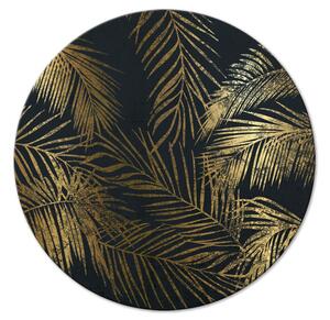 Kulatý obraz Zlatá palma - palmové listy na tmavém pozadí varianta 3