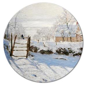 Kulatý obraz Straka - Claude Monet - malovaná zimní krajina Normandie