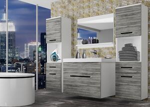 Koupelnový nábytek Belini šedý antracit Glamour Wood + umyvadlo + zrcadlo ROD M 6/0/W/GW1/0/ZW