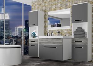 Koupelnový nábytek Belini šedý mat / šedý antracit Glamour Wood + umyvadlo + zrcadlo Výrobce ROD M 6/0/W/SRGW1/0/ZW
