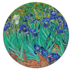 Kulatý obraz Irises od Vincenta van Gogha - modré květiny na louce