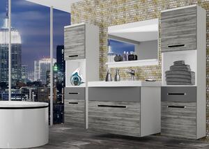 Koupelnový nábytek Belini šedý antracit Glamour Wood / šedý mat + umyvadlo + zrcadlo Výrobce ROD M 6/0/W/GW1SR/0/ZW
