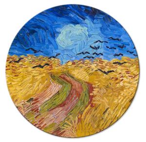 Kulatý obraz Pšeničné pole s havrany, Vincent van Gogh - letní krajina na venkově