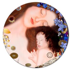 Kulatý obraz Mateřství - Gustav Klimt - dítě v náručí matky