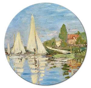 Kulatý obraz Regata v Argenteuil, Claude Monet - krajina s plachetnicemi na řece