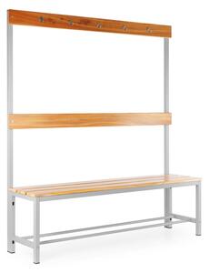 Lavice do šatny s věšáky 150 x 38 x 165 cm, šedá - ral 7035