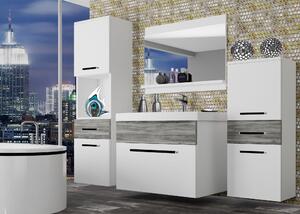 Koupelnový nábytek Belini bílý mat / šedý antracit Glamour Wood + umyvadlo + zrcadlo Výrobce ROD M 5/0/W/WGW1/0/ZW