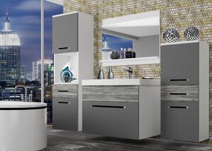 Koupelnový nábytek Belini šedý mat / šedý antracit Glamour Wood + umyvadlo + zrcadlo Výrobce ROD M 5/0/W/SRGW1/0/ZW